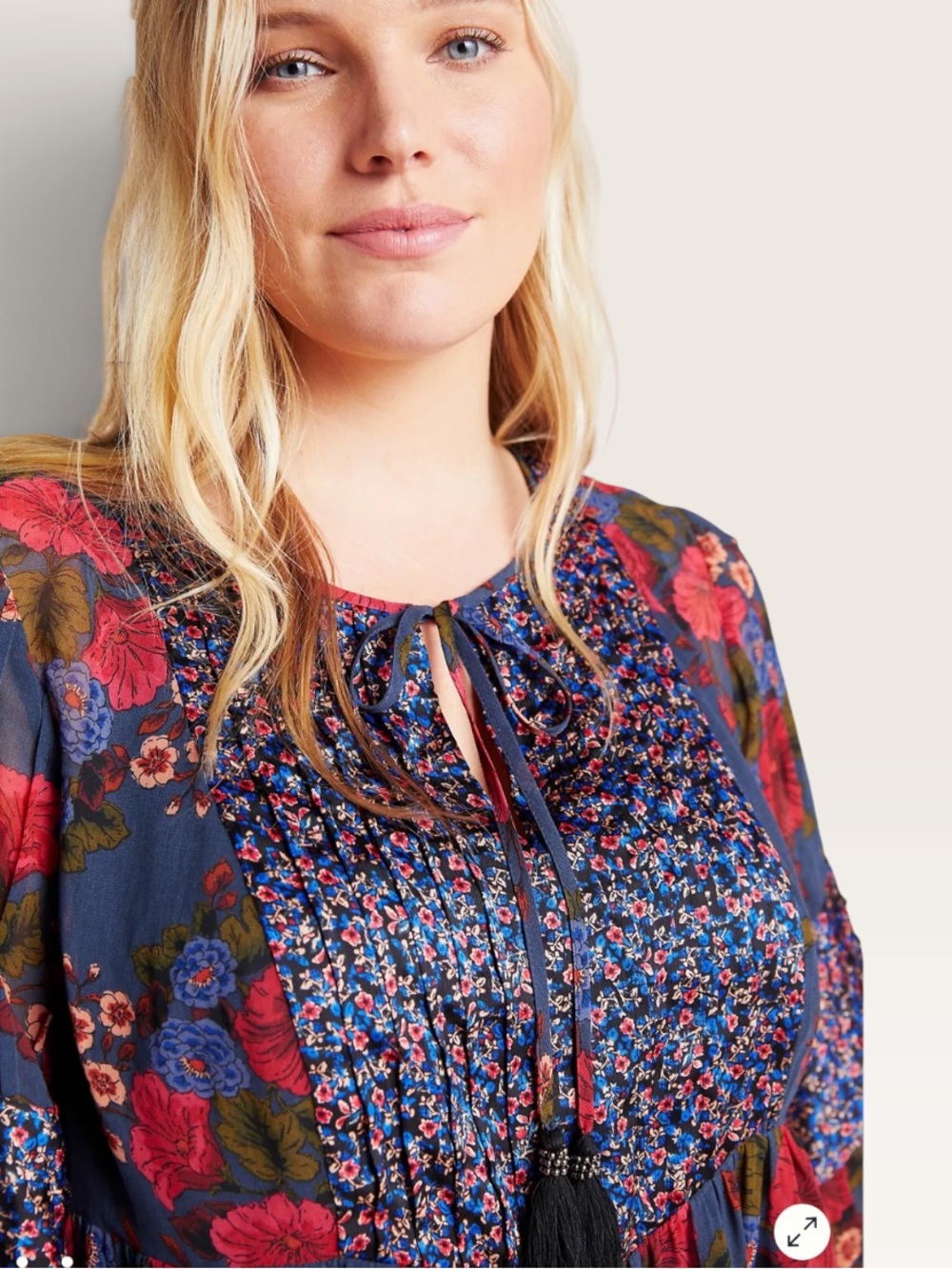 Daniel Rainn Garnet Babydoll Floral Peasant Boho Blouse Size Large - Picture 11 of 11